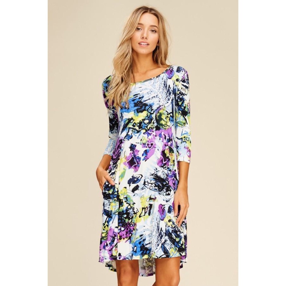 Purple Floral Watercolor Dress